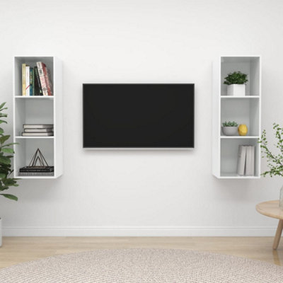 Berkfield Wall-mounted TV Cabinets 2 pcs High Gloss White Engineered ...