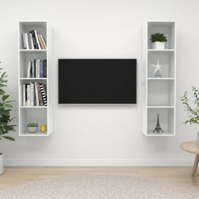 Berkfield Wall-mounted TV Cabinets 2 pcs High Gloss White Engineered Wood