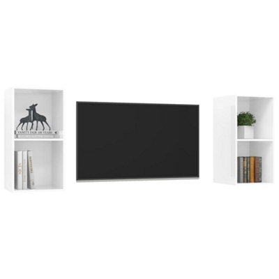 Berkfield Wall-mounted TV Cabinets 2 pcs High Gloss White Engineered Wood