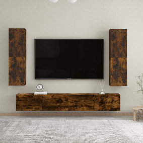 Berkfield Wall-mounted TV Cabinets 2 pcs Smoked Oak 30.5x30x110 cm