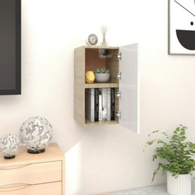 Berkfield Wall Mounted TV Cabinets 2 pcs White and Sonoma Oak 30.5x30x30 cm