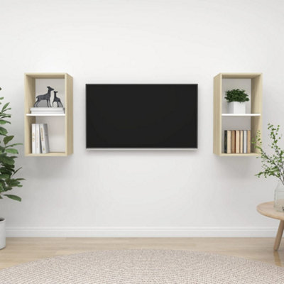 Berkfield Wall-mounted TV Cabinets 2 pcs White and Sonoma Oak ...