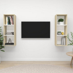 Berkfield Wall-mounted TV Cabinets 2 pcs White and Sonoma Oak Engineered Wood