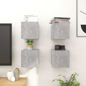 Berkfield Wall Mounted TV Cabinets 4 pcs Concrete Grey 30.5x30x30 cm