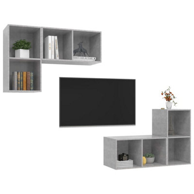Berkfield Wall-mounted TV Cabinets 4 pcs Concrete Grey Engineered Wood
