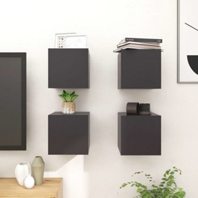 Berkfield Wall Mounted TV Cabinets 4 pcs Grey 30.5x30x30 cm