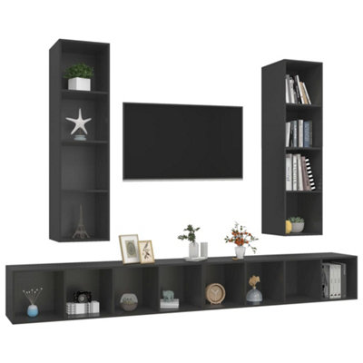 Berkfield Wall-mounted TV Cabinets 4 pcs Grey Engineered Wood