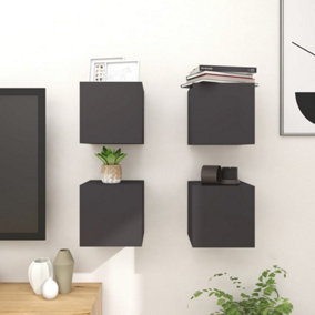 Berkfield Wall Mounted TV Cabinets 4 pcs High Gloss Grey 30.5x30x30 cm