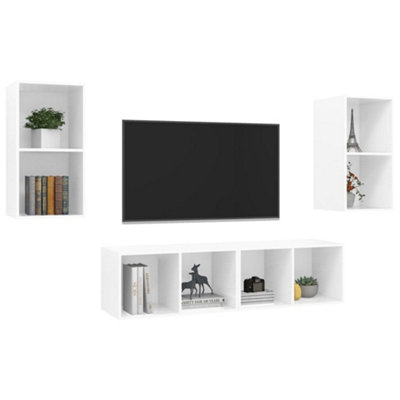 Berkfield Wall-mounted TV Cabinets 4 pcs High Gloss White Engineered Wood