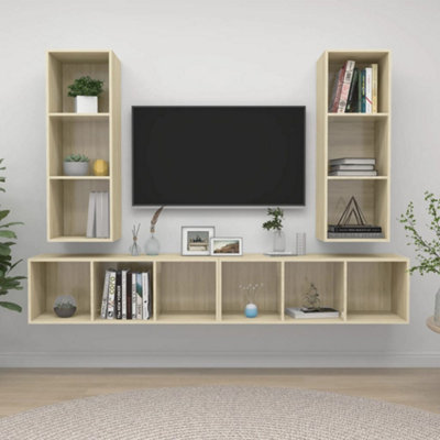 Berkfield Wall-mounted TV Cabinets 4 pcs Sonoma Oak Engineered Wood ...