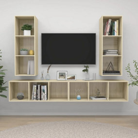 Berkfield Wall-mounted TV Cabinets 4 pcs Sonoma Oak Engineered Wood