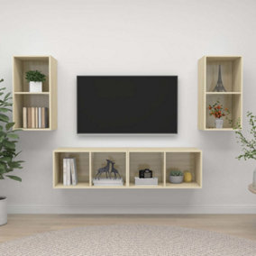 Berkfield Wall-mounted TV Cabinets 4 pcs Sonoma Oak Engineered Wood