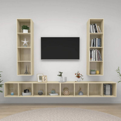 Berkfield Wall-mounted TV Cabinets 4 pcs Sonoma Oak Engineered Wood