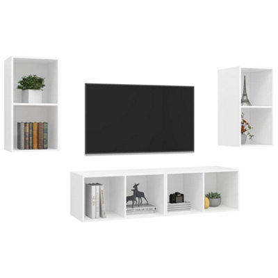 Berkfield Wall-mounted TV Cabinets 4 pcs White Engineered Wood