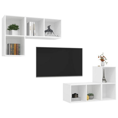 Berkfield Wall-mounted TV Cabinets 4 pcs White Engineered Wood