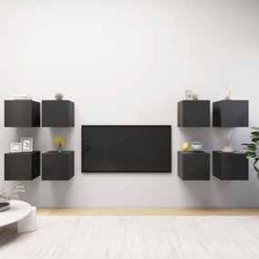 Berkfield Wall Mounted TV Cabinets 8 pcs Grey 30.5x30x30 cm