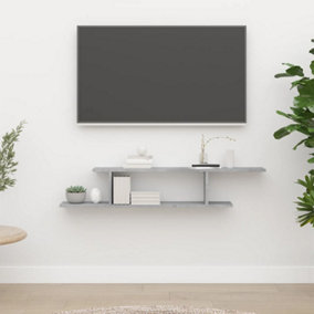 Berkfield Wall-Mounted TV Shelf Concrete Grey 125x18x23 cm Engineered Wood