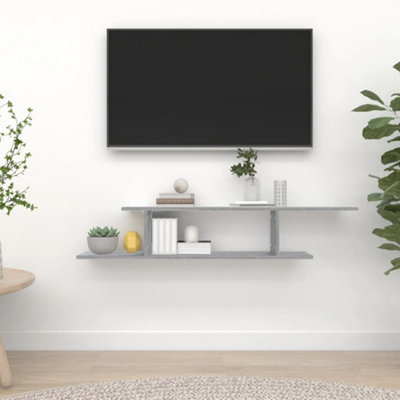 Berkfield Wall-Mounted TV Shelf Grey Sonoma 125x18x23 cm Engineered Wood