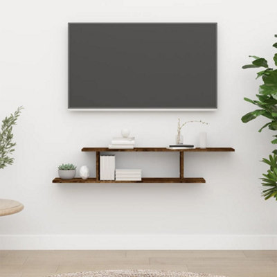 Berkfield Wall Mounted TV Shelf Smoked Oak 125x18x23 cm Engineered Wood