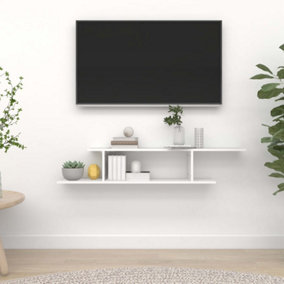 Berkfield Wall-Mounted TV Shelf White 125x18x23 cm Engineered Wood