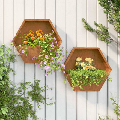 Berkfield Wall Planters 2 pcs Rusty Corten Steel 46x10x40 cm