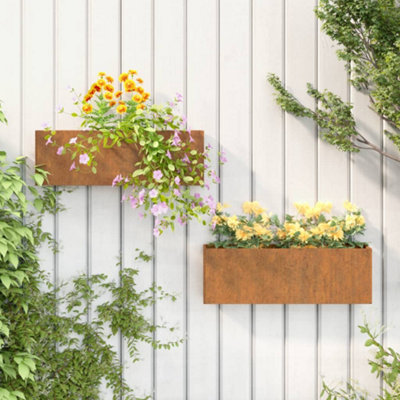 Berkfield Wall Planters 2 pcs Rusty Corten Steel 53x10x17 cm