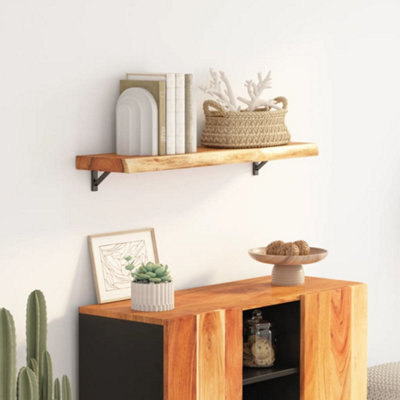 Berkfield Wall Shelf 80x30x3.8 cm Rectangular Solid Wood Acacia Live Edge