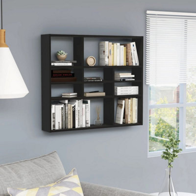 Berkfield Wall Shelf Black 90x16x78 cm Engineered Wood