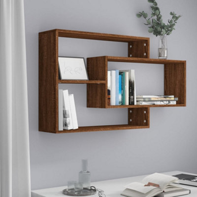 Berkfield Wall Shelf Brown Oak 104x20x58.5 Cm Engineered Wood | DIY At B&Q