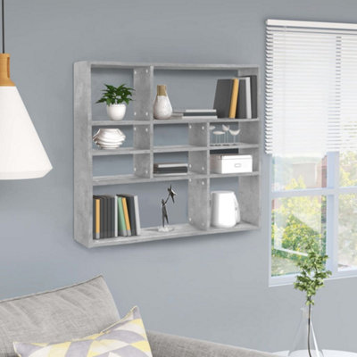 Berkfield Wall Shelf Concrete Grey 90x16x78 cm Engineered Wood