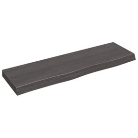Berkfield Wall Shelf Dark Grey 100x30x6 cm Treated Solid Wood Oak