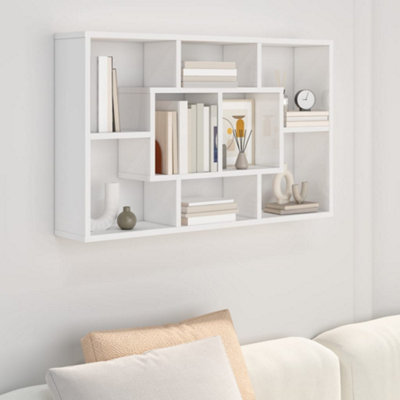 Berkfield Wall Shelf High Gloss White 85x16x52.5 cm Engineered Wood