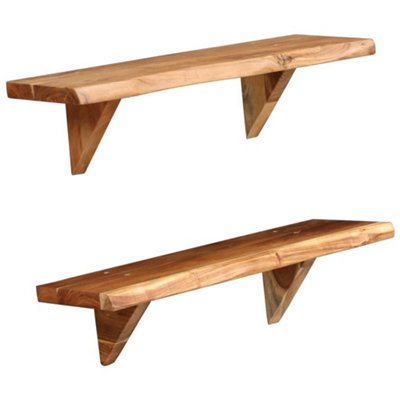 Berkfield Wall Shelves 2 pcs 60x20x16 cm Solid Acacia Wood