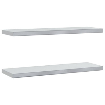 vidaXL Wandschap 2-laags 75x23,5x60 cm roestvrijstaal zilverkleurig, wandplank, wandrekje, muurplank, wandrek, fotoplank, muur plank
