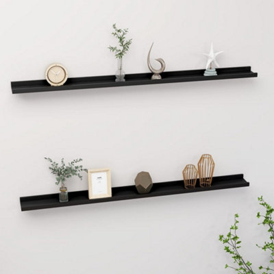 Berkfield Wall Shelves 2 pcs Black 115x9x3 cm