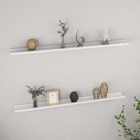 Berkfield Wall Shelves 2 pcs High Gloss White 115x9x3 cm