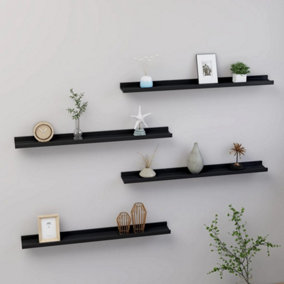 Berkfield Wall Shelves 4 pcs Black 80x9x3 cm