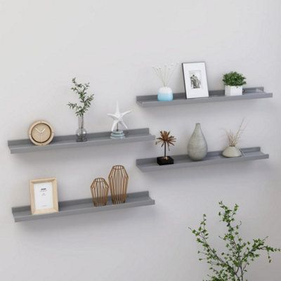 Berkfield Wall Shelves 4 pcs Grey 60x9x3 cm