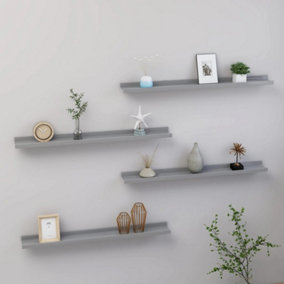 Berkfield Wall Shelves 4 pcs Grey 80x9x3 cm