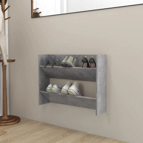 Berkfield Wall Shoe Cabinet Concrete Grey 80x18x60 cm Engineered Wood