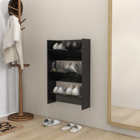 Berkfield Wall Shoe Cabinet High Gloss Black 60x18x90 cm Engineered Wood