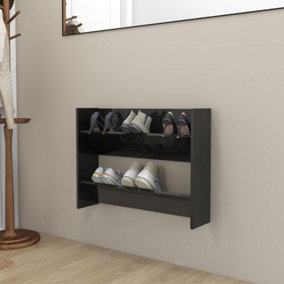 Berkfield Wall Shoe Cabinet High Gloss Black 80x18x60 cm Engineered Wood