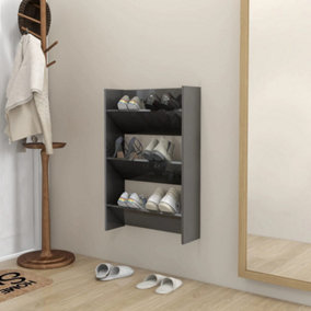 Berkfield Wall Shoe Cabinet High Gloss Grey 60x18x90 cm Engineered Wood