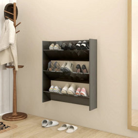 Berkfield Wall Shoe Cabinet High Gloss Grey 80x18x90 cm Engineered Wood