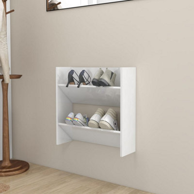 Berkfield Wall Shoe Cabinet High Gloss White 60x18x60 cm Engineered ...