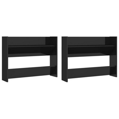 Berkfield Wall Shoe Cabinets 2 pcs High Gloss Black 80x18x60 cm