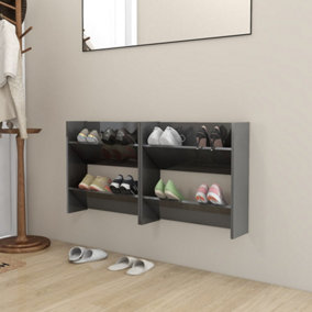 Berkfield Wall Shoe Cabinets 2 pcs High Gloss Grey 60x18x60 cm Engineered Wood