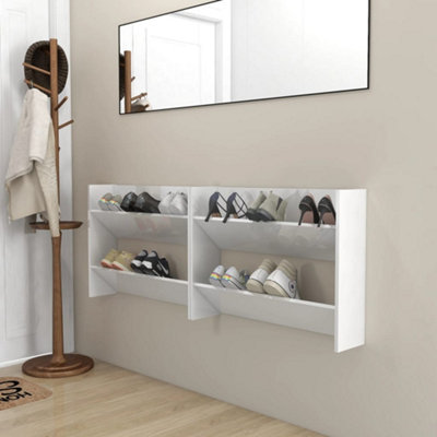 Berkfield Wall Shoe Cabinets 2 Pcs High Gloss White 80x18x60 Cm ...