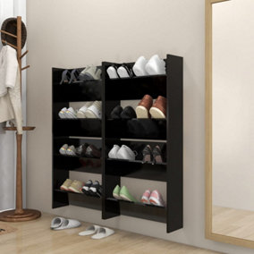Berkfield Wall Shoe Cabinets 4 pcs Black 60x18x60 cm Engineered Wood