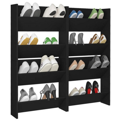 Berkfield Wall Shoe Cabinets 4 pcs Black 60x18x60 cm Engineered Wood